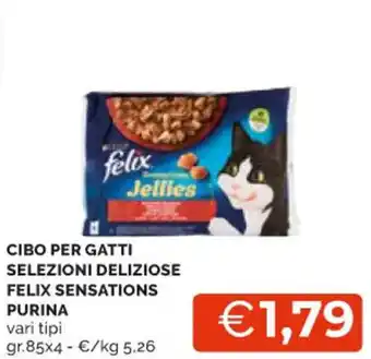 Mercatò CIBO PER GATTI SELEZIONI DELIZIOSE FELIX SENSATIONS PURINA vari tipi gr.85x4 offerta