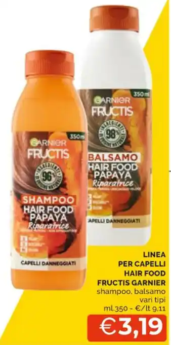 Mercatò LINEA PER CAPELLI HAIR FOOD FRUCTIS GARNIER shampoo, balsamo vari tipi ml. 75 offerta