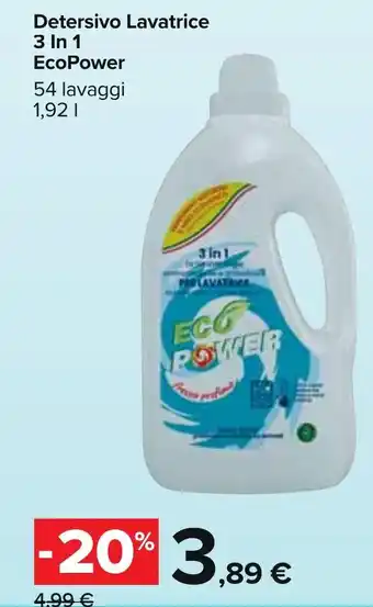 Carrefour Detersivo Lavatrice 3 In 1 EcoPower 54 lavaggi 1,92 | offerta