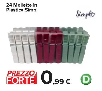Carrefour 24 Mollette in Plastica Simpl offerta