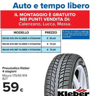 Carrefour Pneumatico Kleber 4 stagioni Misura 175/65 R14 82T offerta
