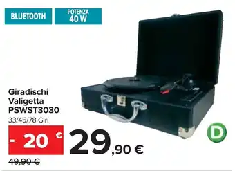 Carrefour Giradischi Valigetta PSWST3030 33/45/78 Giri offerta