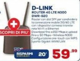 Euronics D-Link Router 4G LTE N300 DWR-920 offerta