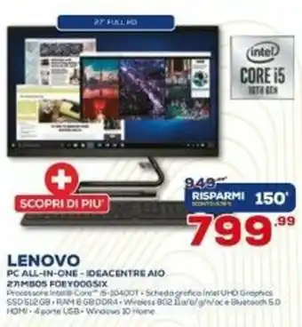Euronics Lenovo PC All-in-One - Ideacentre Aio 271MB05 FOETDLOG5IX offerta