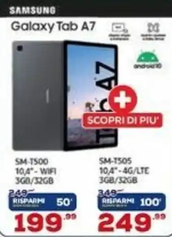 Euronics Samsung Galaxy Tab A7 SM-T500 offerta