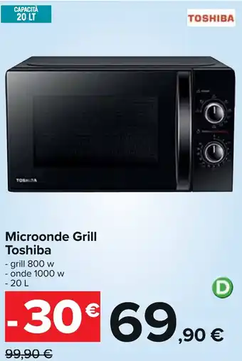 Carrefour Microonde Grill Toshiba - grill 800 w - onde 1000 w 20 L offerta