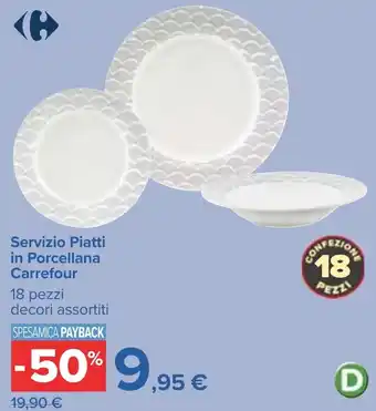 Carrefour Servizio Piatti in Porcellana Carrefour 18 pezzi decori assortiti offerta