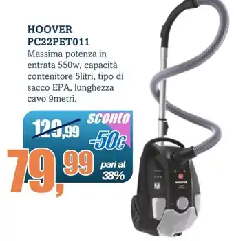 HOOVER PC22PET011 Massima potenza