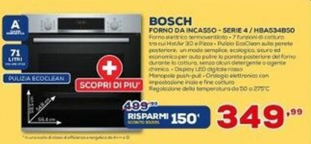 Bosch Forno da Incasso - Serie 4/HDA534B50 offerta di Euronics