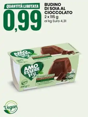 Eurospin BUDINO DI SOIA AL CIOCCOLATO 2x115 g al kg Euro 4,31 offerta