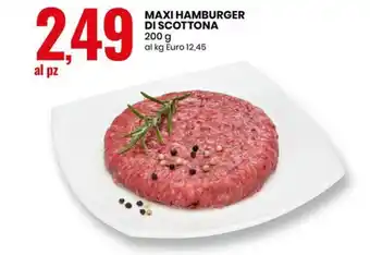 Eurospin MAXI HAMBURGER DI SCOTTONA 200 g al kg Euro 12,45 offerta