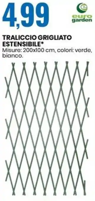 Eurospin TRALICCIO GRIGLIATO ESTENSIBILE⭑ Misure: 200x100 cm, colori: verde, bianco. offerta