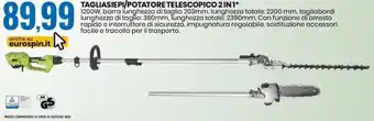 Eurospin TAGLIASIEPI/POTATORE TELESCOPICO 2 IN 1* 1200W, barra lunghezza di taglio 203mm offerta