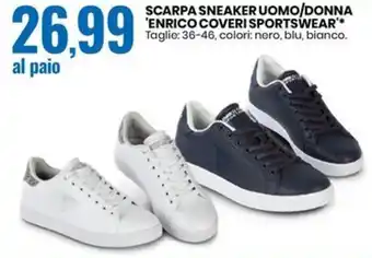 Eurospin SCARPA SNEAKER UOMO/DONNA 'ENRICO COVERI SPORTSWEAR** Taglie: 36-46, colori: nero, blu, bianco. offerta