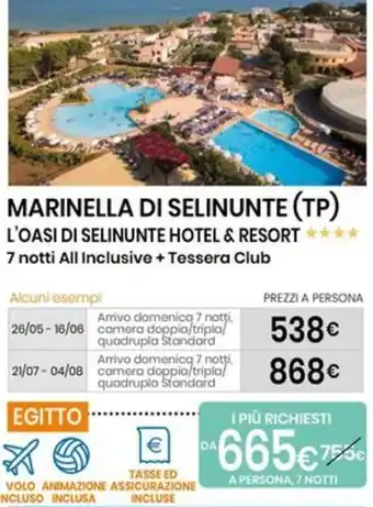 Eurospin MARINELLA DI SELINUNTE (TP) L'OASI DI SELINUNTE HOTEL & RESORT offerta