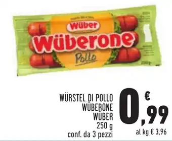 Conad WÜRSTEL DI POLLO WÜBERONE WUBER 250 g conf. da 3 pezzi offerta