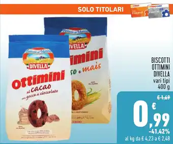 Conad BISCOTTI OTTIMINI DIVELLA vari tipi 400 g offerta
