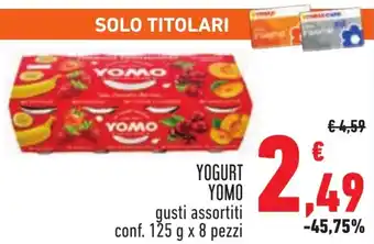 Conad YOGURT YOMO gusti assortiti conf. 125 g x 8 pezzi offerta