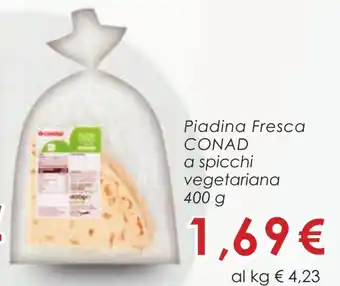 Conad Piadina Fresca CONAD a spicchi vegetariana 400 g offerta