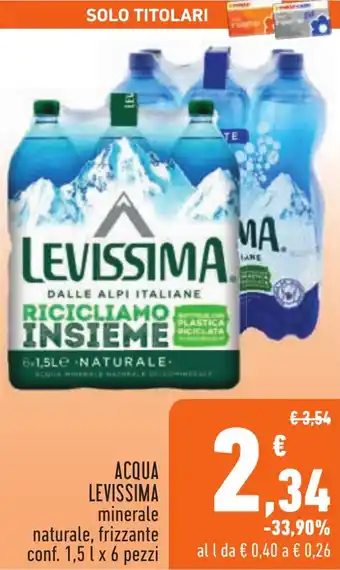 Conad ACQUA LEVISSIMA minerale naturale, frizzante conf. 1,5 x 6 pezzi offerta