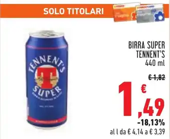 Conad BIRRA SUPER TENNENT'S 440 ml offerta
