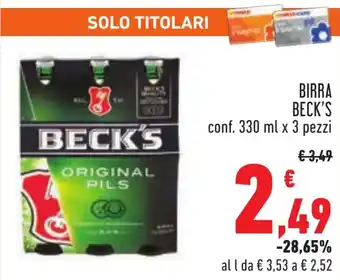 Conad BIRRA BECK'S conf. 330 ml x 3 pezzi offerta