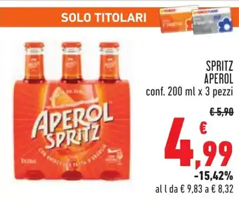 Conad SPRITZ APEROL conf. 200 ml x 3 pezzi offerta