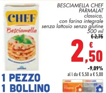 Conad BESCIAMELLA CHEF PARMALAT classica, con farina integrale senza lattosio senza glutine 500 ml offerta