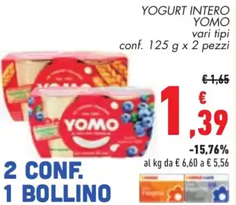Conad YOGURT INTERO YOMO vari tipi conf. 125 g x 2 pezzi offerta