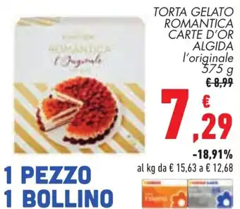 Conad TORTA GELATO ROMANTICA CARTE D'OR ALGIDA l'originale 575 g offerta