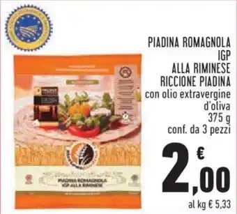 Conad City PIADINA ROMAGNOLA IGP ALLA RIMINESE RICCIONE PIADINA con olio extravergine d'oliva 375 g conf. da 3 pezzi offerta