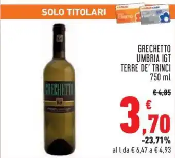 Conad City GRECHETTO UMBRIA IGT TERRE DE' TRINCI 750 ml offerta