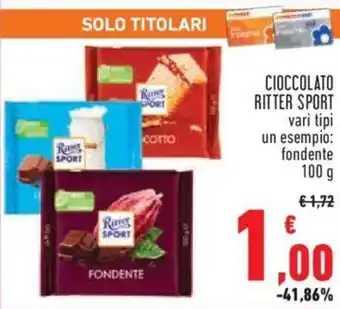 CIOCCOLATO RITTER SPORT vari tipi un esempio: fondente 100 g