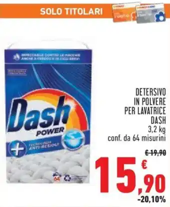 Conad City DETERSIVO IN POLVERE PER LAVATRICE DASH 3,2 kg conf. da 64 misurini offerta