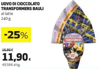 Coop UOVO DI CIOCCOLATO TRANSFORMERS BAULI al latte 240 g offerta