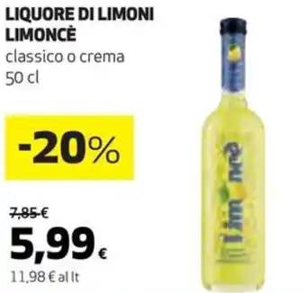 Coop LIQUORE DI LIMONI LIMONCE classico o crema 50 cl offerta