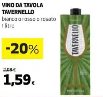 Coop VINO DA TAVOLA TAVERNELLO bianco o rosso o rosato 1 litro offerta