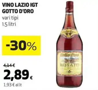 Coop VINO LAZIO IGT GOTTO D'ORO vari tipi 1.5 litri offerta