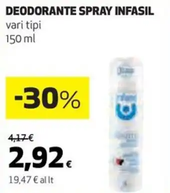 Coop DEODORANTE SPRAY INFASIL vari tipi 150 ml offerta