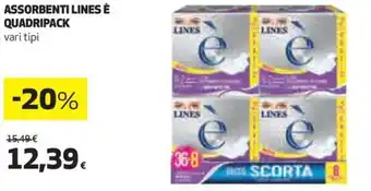 Coop ASSORBENTI LINES È QUADRIPACK vari tipi offerta
