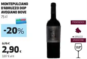 Coop MONTEPULCIANO D'ABRUZZO DOP AVEGIANO BOVE 75cl offerta