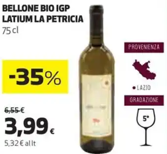Coop BELLONE BIO IGP LATIUM LA PETRICIA 75 cl offerta