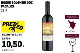 Coop ROSSO BOLGHERI DOC FAGALES 75 cl offerta