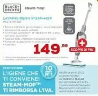 Euronics Black+Decker Lavapavimenti Steam-MOP offerta