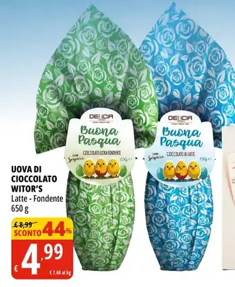 Tigros UOVA DI CIOCCOLATO WITOR'S Latte Fondente 650 g offerta