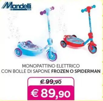 MONOPATTINO ELETTRICO CON BOLLE DI SAPONE FROZEN O SPIDERMAN