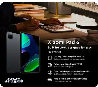 Unieuro Xiaomi Pad 6 offerta