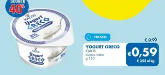 MD Discount YOGURT GRECO KALOS bianco intero g 150 offerta