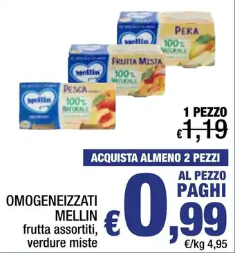 Spesa Facile Conad OMOGENEIZZATI MELLIN frutta assortiti, verdure miste offerta