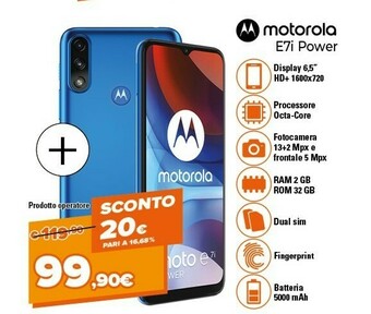 Moto e7i power 16,5 cm (6.5") android 10 go edition 4g usb tipo-c 2 gb 32 gb 5000 mah blu